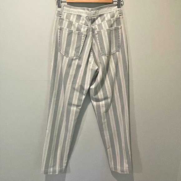 Vintage 90s GAP Green Stripe Cotton High Waist Crop Jeans Cheeky Denim Pants - 4 - Picture 5 of 8